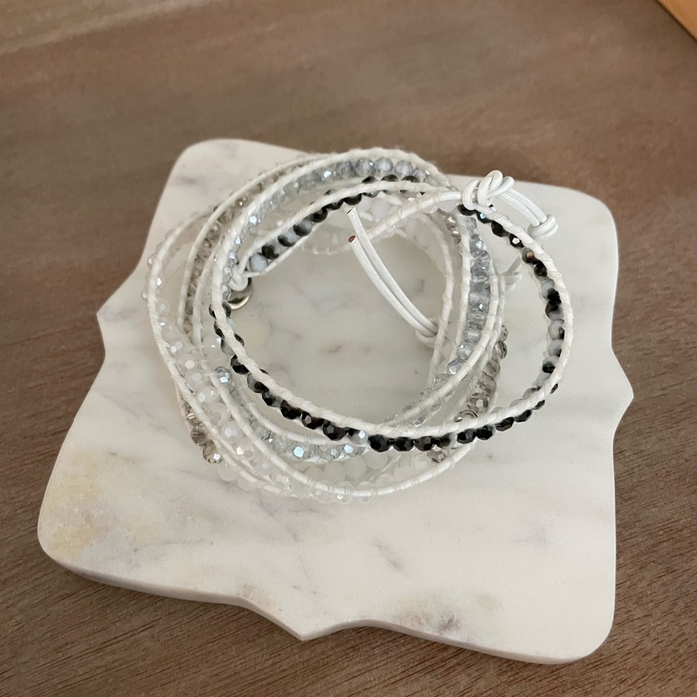 Victoria Emerson Wrap Bracelet- White, Grey & Black